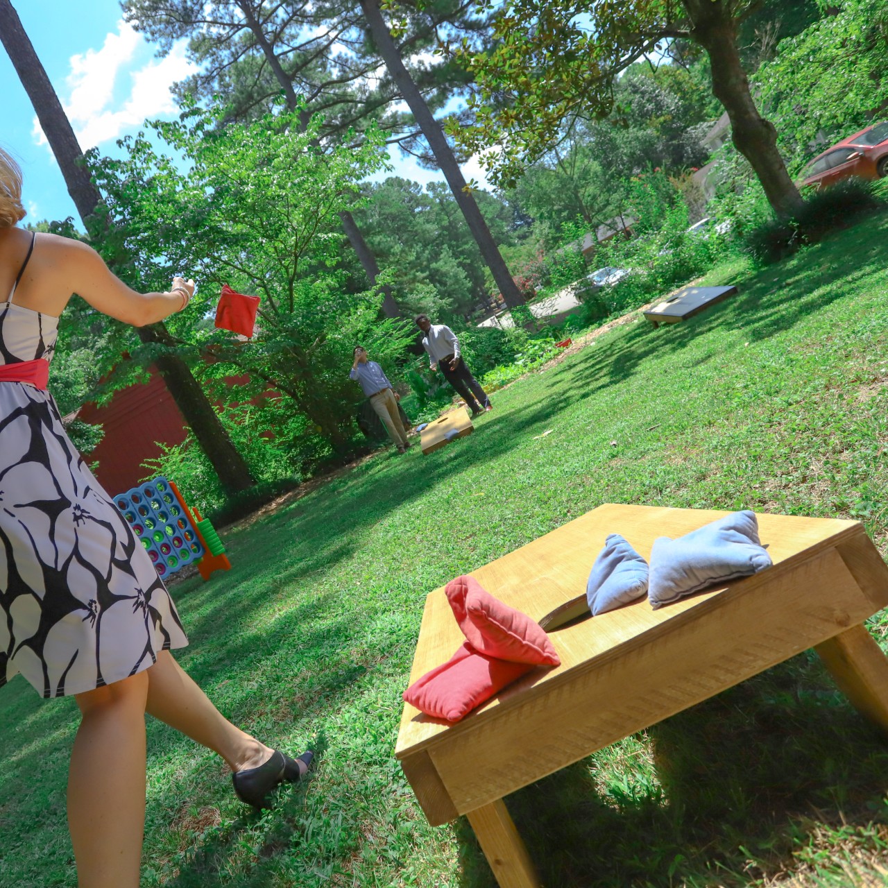 Bocce Ball Stained Cornhole Set Square